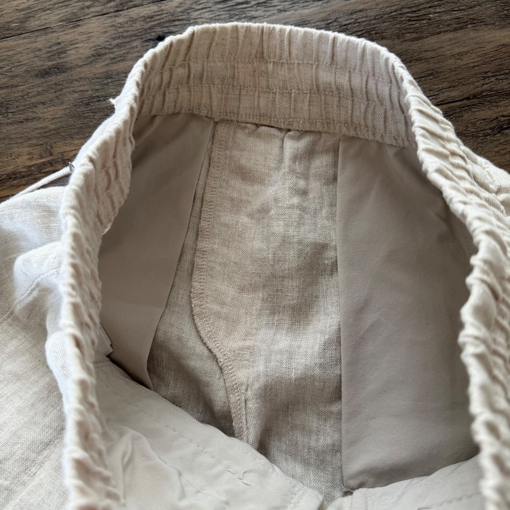 Athleta XS Retreat 100% Linen Drawstring Shorts Relaxed Fit Mid‎ Rise undyed - Picture 7 of 11